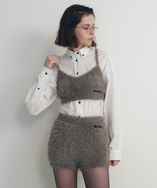 アンサンブル Feather Yarn Bra Top ＆ Short Pants Set