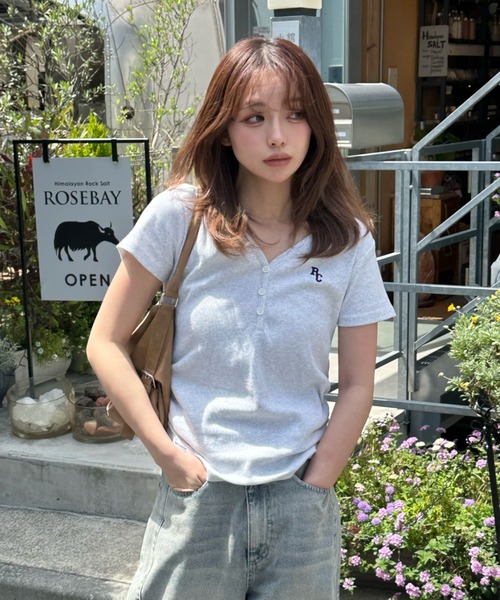 RAY CASSIN Vネックヘンリー胸刺繍半袖Tシャツ Ray Cassin（レイカズン） tシャツ 「WEB限定/お気に入り登録2.6万人