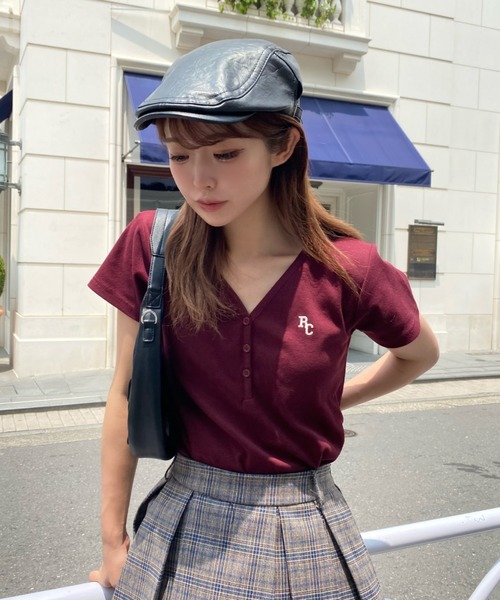 RAY CASSIN Vネックヘンリー胸刺繍半袖Tシャツ Ray Cassin（レイカズン） tシャツ 「WEB限定/お気に入り登録2.6万人