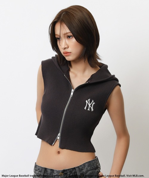 tシャツ 「MLB」刺繍ロゴフード付きトップス レディース BACK TO THE FIELD tシャツ 「MLB」刺繍ロゴフード付きトップス