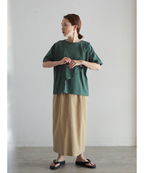 tシャツ メランジ鹿の子　フロントフレアP/O レディース FIL DE FER tシャツ メランジ鹿の子 フロントフレアP/O