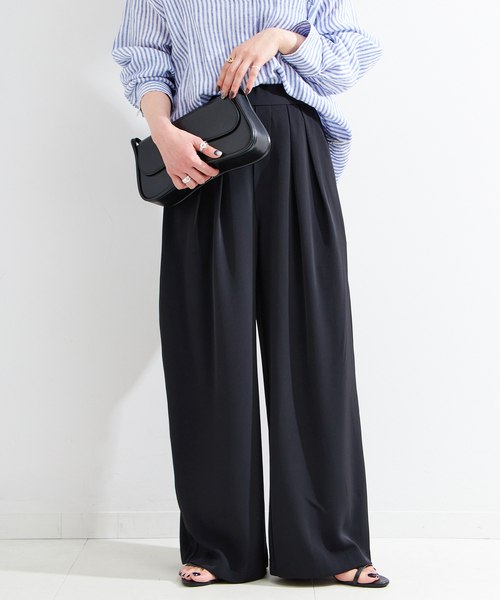 コットンナイロン ワイドタックパンツ ウォッシャブル B.C STOCK スラックス パンツ 「WEB限定」ウォッシャブル
