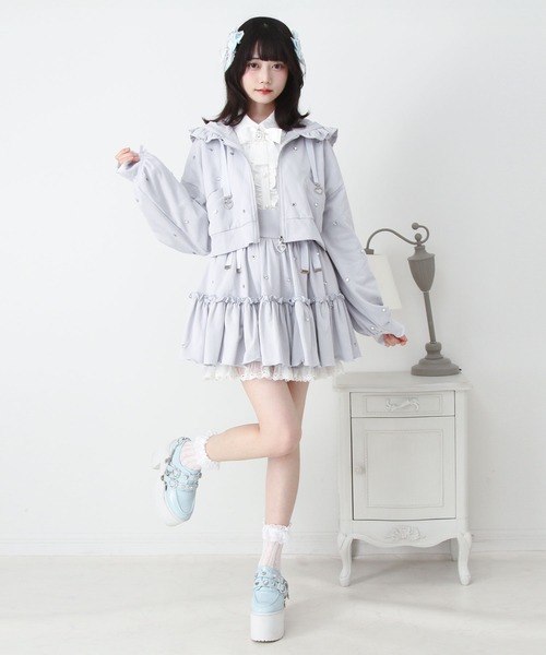 DearMyLove スカート レースアップフリルハートビジュードットスカート