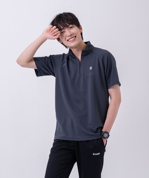 K-SWISS tシャツ 「K-SWISS/ケースイス」ドライハーフZIPバック