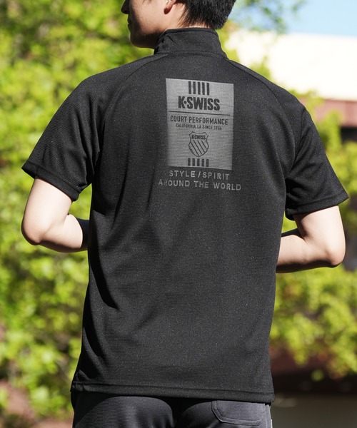 K-SWISS tシャツ 「K-SWISS/ケースイス」ドライハーフZIPバック