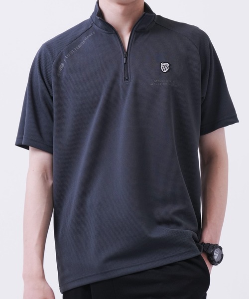 K-SWISS tシャツ 「K-SWISS/ケースイス」ドライハーフZIPバック