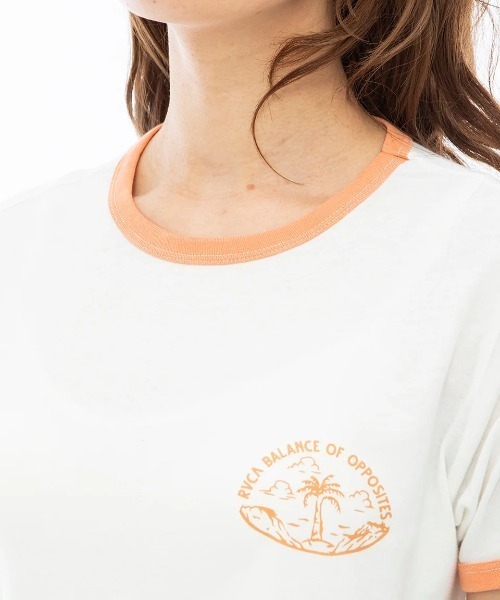 tシャツ 「RVCA/ルーカ」23SS 「ROSE MACHADO」 ENCINITAS SS/コラボ半袖リンガーパイピングTシャツ レディース