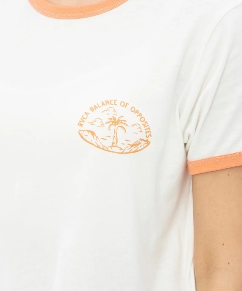 tシャツ 「RVCA/ルーカ」23SS 「ROSE MACHADO」 ENCINITAS SS/コラボ半袖リンガーパイピングTシャツ レディース RVCA tシャツ 「RVCA/ルーカ」23SS 「ROSE MACHADO」 ENCINITAS