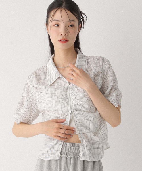 Katie ピンク チェック 半袖シャツ ブラウス ピンク ギンガムチェック 半袖シャツ - メルカリ