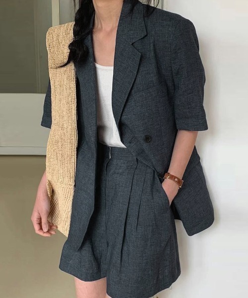 【GUMZZI】半袖ジャケット×ショートパンツセットアップto28836 miniministore セットアップ 半袖ジャケット ショートパンツ