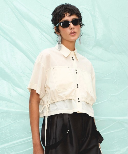 MAISON SPECIAL ブラウス シャツ Color Stitch Short Shirt