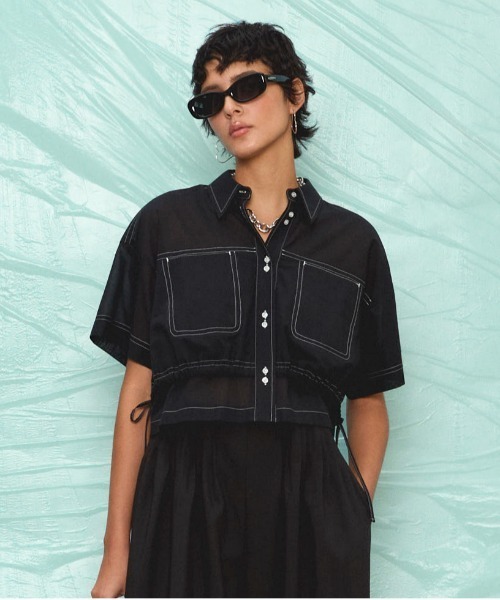 メゾンスペシャル　半袖ブラウス MAISON SPECIAL ブラウス シャツ Color Stitch Short Shirt