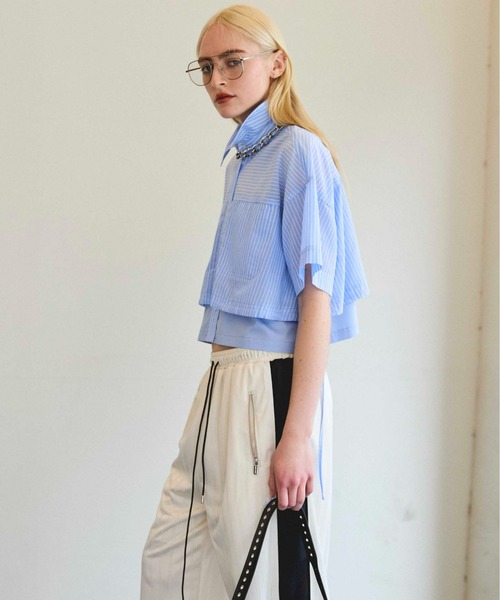 MAISON SPECIAL ブラウス シャツ Color Stitch Short Shirt