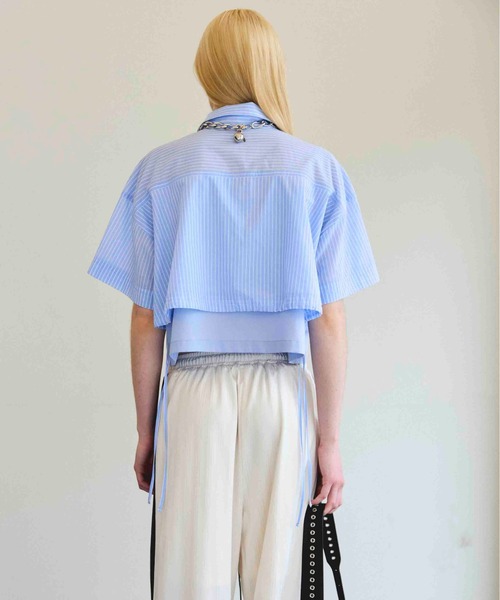 メゾンスペシャル　半袖ブラウス MAISON SPECIAL ブラウス シャツ Color Stitch Short Shirt