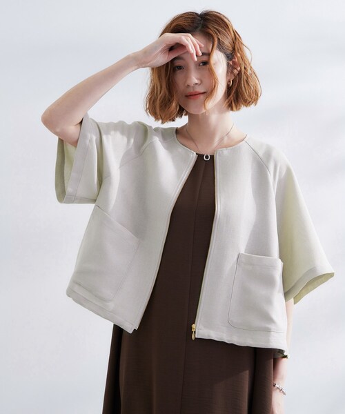☆21AW 新作 人気☆【GROVE】☆NOI ジャケット☆ grove ジャケット ノーカラージャケット 透け感と立体感で魅せる