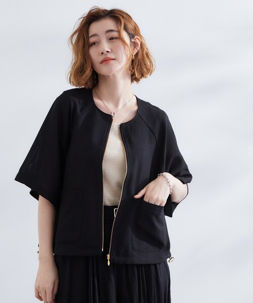 ☆21AW 新作 人気☆【GROVE】☆NOI ジャケット☆ grove ジャケット ノーカラージャケット 透け感と立体感で魅せる