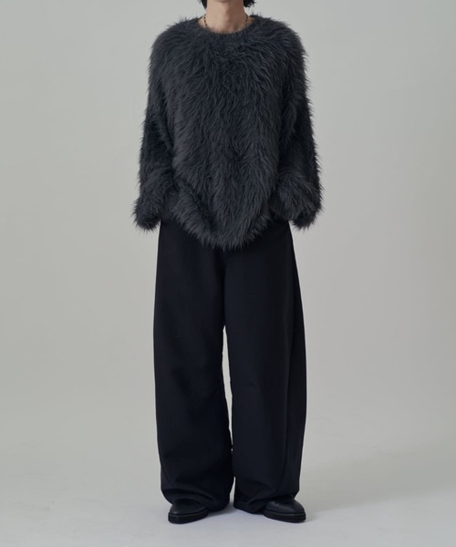 Lui's ルイス　シャギークルーネックニット　ブラック Lui's（ルイス） セーター ニット シャギークルーネックニット メンズ