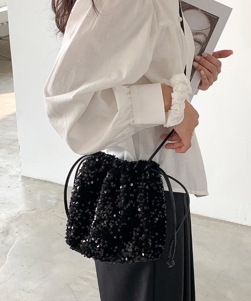 ReRe ショルダーバッグ バッグ スパンコール巾着ショルダーバッグ
