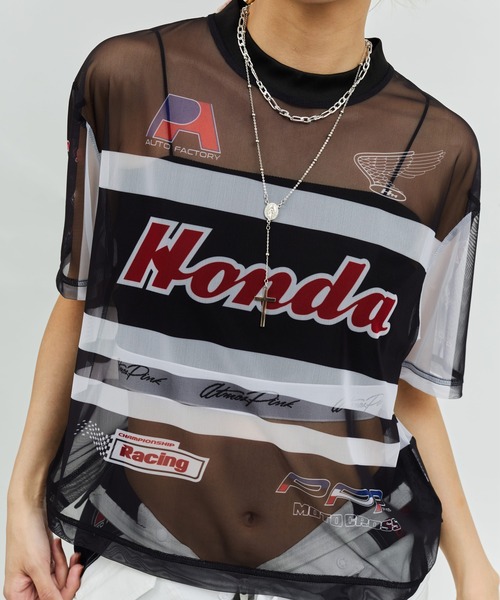 HONDA x atmos pink Racing See-through T-shirt / ホンダ アトモス ピンク レーシング シースルー ティ