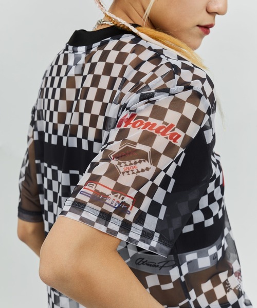 atmos girls HONDA x pink Racing See-through T-shirt / ホンダ