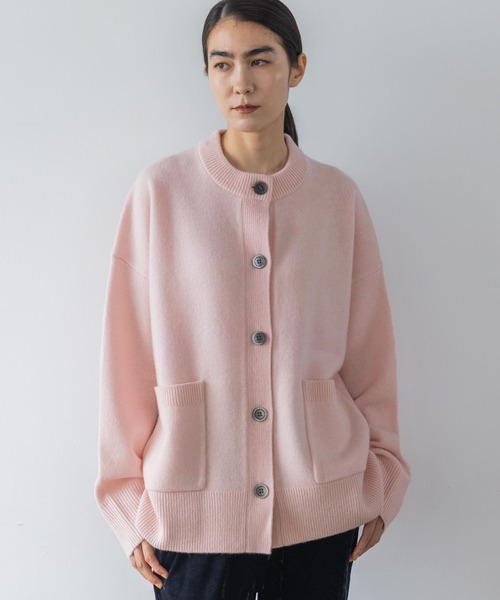 yuw」 ニットカーディガン FREE チャコールグレー レディース