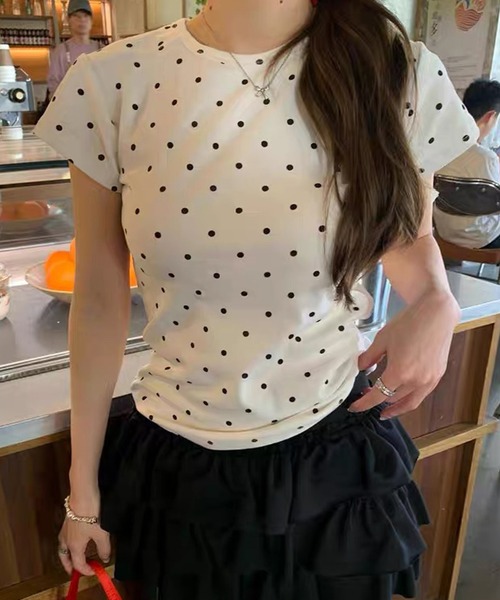 shopnikoniko（ショップにこにこ） tシャツ Tシャツ ドット 柄 半袖