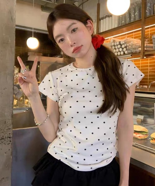 shopnikoniko（ショップにこにこ） tシャツ Tシャツ ドット 柄 半袖