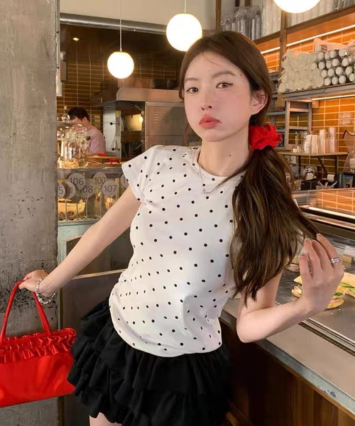 shopnikoniko（ショップにこにこ） tシャツ Tシャツ ドット 柄 半袖