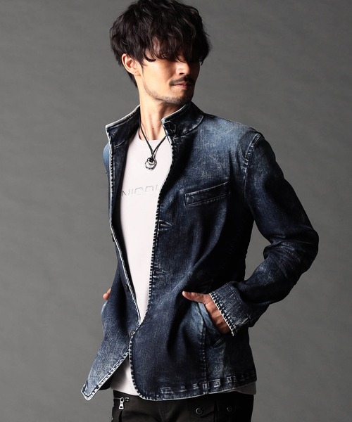 NICOLE イタリアンカラー カバーオールジャケット 新品(L) ニコルクラブフォーメン NICOLE CLUB FOR MEN 7分袖イタリアン