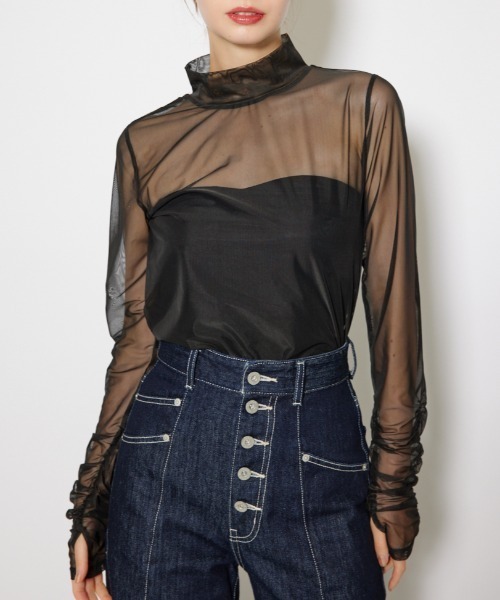 tシャツ 2WAYスリーブギャザーシアートップス 秋服 レディース