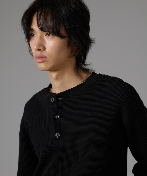 kutir（クティール） tシャツ DRAWSTRING HENLEY NECK THERMAL／ドロー