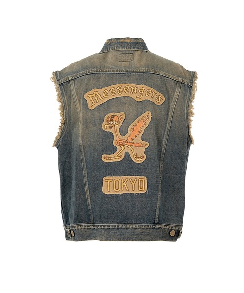ベスト ジレ Embroidered Denim Vest メンズの画像