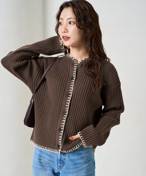 カーディガン 限定展開　ブランケット ステッチ ニット ショート カーデ レディース | FREAK'S STORE | 23