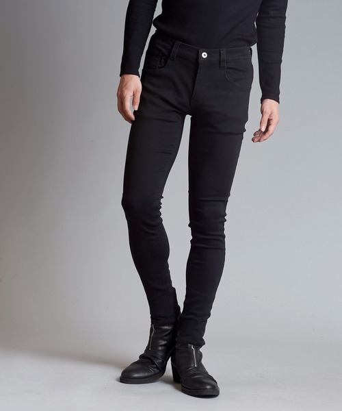 NO ID. BLACK ノーアイディー スタッズ ブラックスキニー 2サイズ NO ID.（ノーアイディー） スキニーデニムパンツ 2 ブラック メンズ