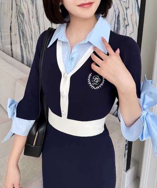 ROYAL PARTY（ロイヤルパーティー） ワンピース シャツレイヤード風