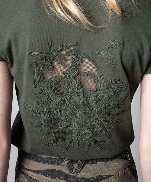 「ZADIG&VOLTAIRE」 半袖カットソー X-SMALL カーキ レディース_画像3