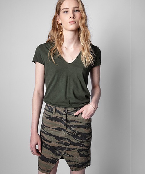 「ZADIG&VOLTAIRE」 半袖カットソー X-SMALL カーキ レディース_画像4