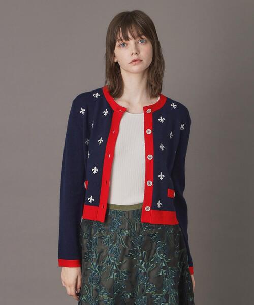 未使用 DRESSTERIOR ドレステリア リリィクレストカーディガン 085-34016 サイズ38 ネイビー  レディース 古着 中古 USED DRESSTERIOR（ドレステリア） カーディガン リリィクレスト