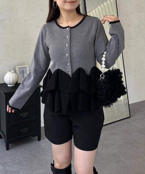 prose verse（プロズヴェール） カーディガン 裾フリルニット