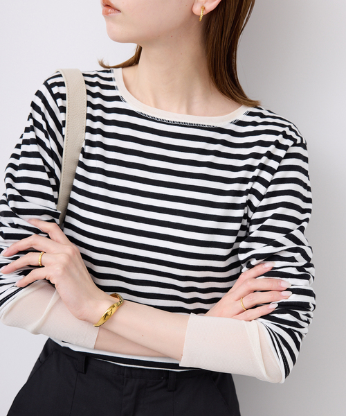 スローブイエナ レイヤードスリーブロンTEE ホワイト 新品未使用タグ付き SLOBE IENA（スローブイエナ） tシャツ 「WEB限定/追加3」レイヤード