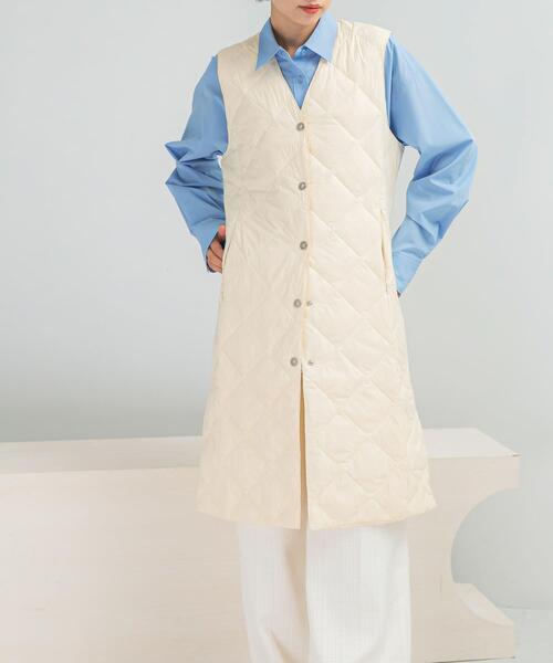 ダウンベスト ベスト TAION VNECK LONG DOWN GILET レディース