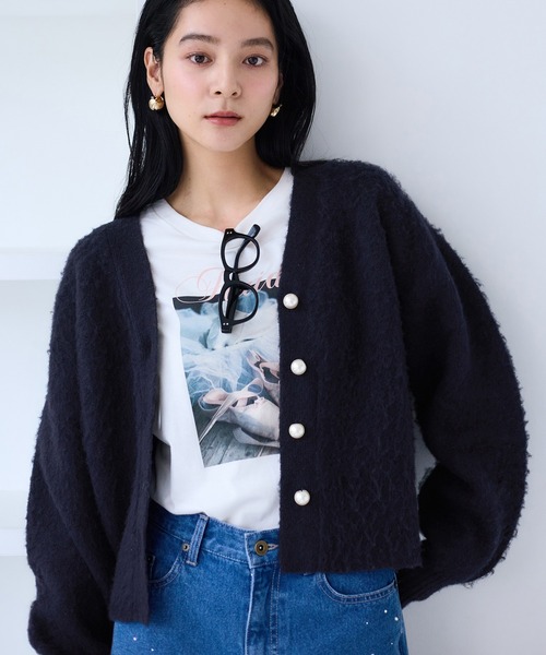 VIS（ビス） カーディガン チェックアソートシャギーニット