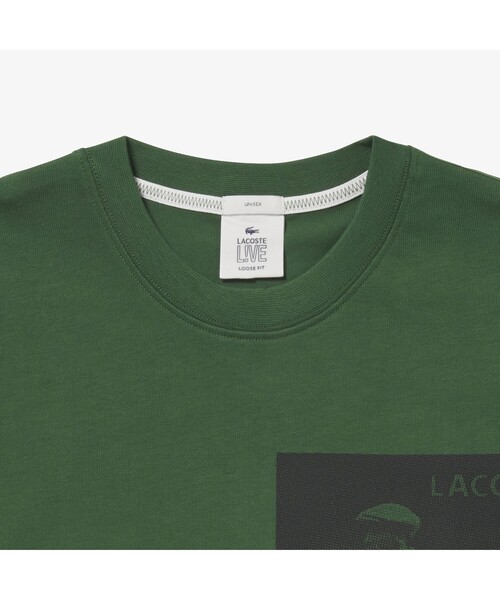 「LACOSTE L!VE」 半袖Tシャツ X-SMALL グリーン メンズ_画像3