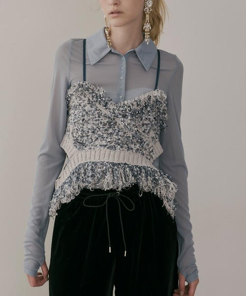 「LA BELLE ETUDE」 キャミソールニット FREE ブルー レディース_画像7