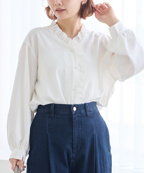 新品 未使用 LAVEANGE 前ボタンブラウス 半袖 LL オフホワイト Laveange - 新品 未使用 LAVEANGE 前ボタンブラウス 半袖 LL オフ
