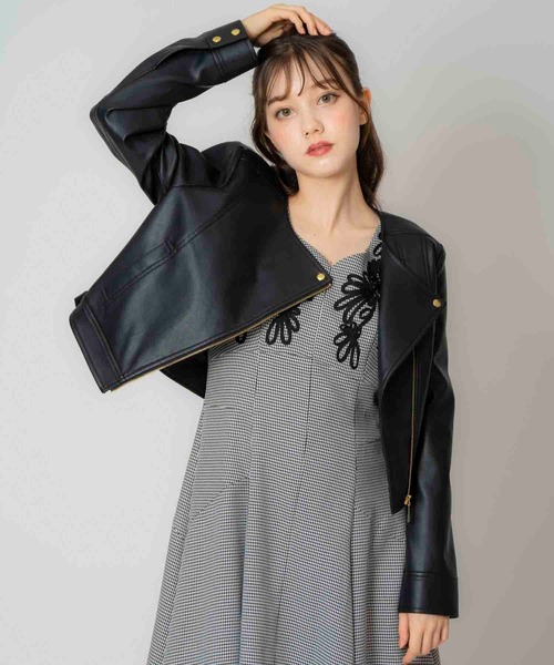 「NOELA」 ノーカラージャケット フリー オフホワイト レディース_画像2