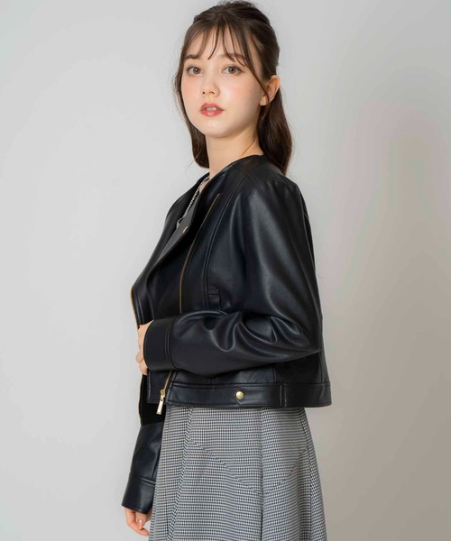 「NOELA」 ノーカラージャケット フリー オフホワイト レディース_画像3