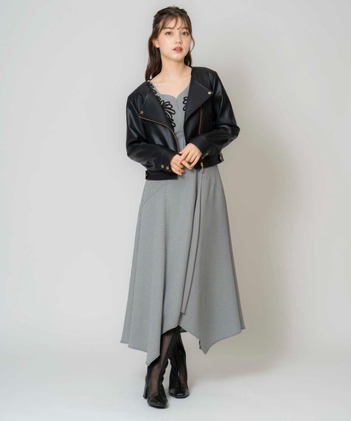 「NOELA」 ノーカラージャケット フリー オフホワイト レディース_画像4