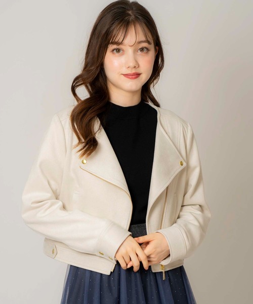 「NOELA」 ノーカラージャケット フリー オフホワイト レディース_画像8