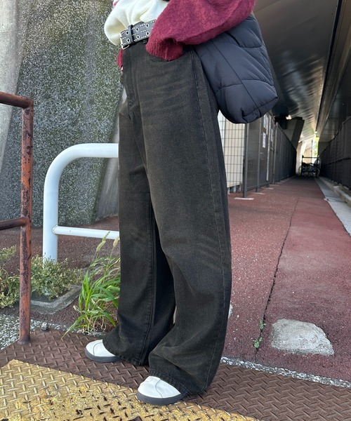 「apres jour mignon」 デニムパンツ LARGE ブラウン レディース_画像3